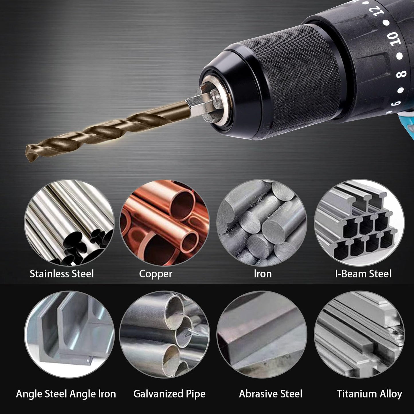 Sinyeenglon Cobalt Drill Bit Set for Hardened Metal and Stainless Steel, 13Pcs 1/16" -1/4" M35 HSS Hex Shank Impact Drill Bits, with Index Holder