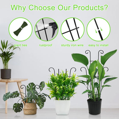 Xeeol 23in Plant Trellis for Potted Plants, Garden Trellis for Climbing Plants Indoor Outdoor 2p, Rustproof House Plant Support for Pothos Hoya Ivy Flower