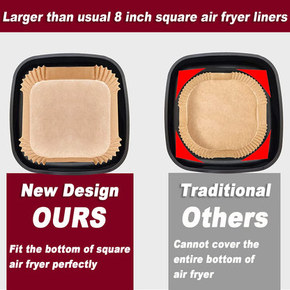 Air Fryer Liners for Cosori 6Qt and Chefman 8Qt Air Fryer, Airfryer Liners Disposable Square Parchment Paper for Air Fryer 5-8Qt Basket, Food Grade Air Fryer Parchment Paper Liners 250PCS