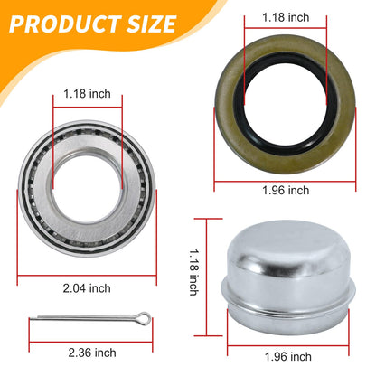 Anxingo 2 Set Trailer Wheel Hub Bearings Kit, L44643/L44610 Bearing Set Tapered Roller Bearings, Replace for 1.00'' ID, 1.98" OD, 0.58" Width with 12192TB Grease Seals
