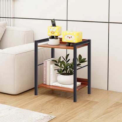 Side Table, Small End Table 17 inch, Narrow Nightstand Bedside Table for Bedroom, Sofa Entryway Table for Livingroom, Outdoor Coffee Table, Rustic Brown