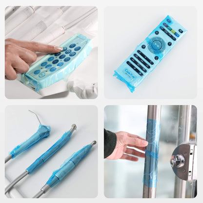 Annhua Dental Barrier Film Tattoo Plastic Wrap Blue with Dispenser Box, 4" x 6" Perforted Sheets Barrier Adhesive Tape Disposable - 1200 Sheets|1 Roll
