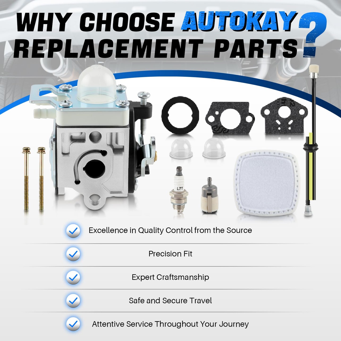 AUTOKAY PB-2520 Carburetor Tune Up Kit for Echo PB2520 PB-2520 Leaf Blower with Carb Air Filter Kit Replaces A021004700 A021000722 A021000723 with A226002160 Air Filter & Gaskets