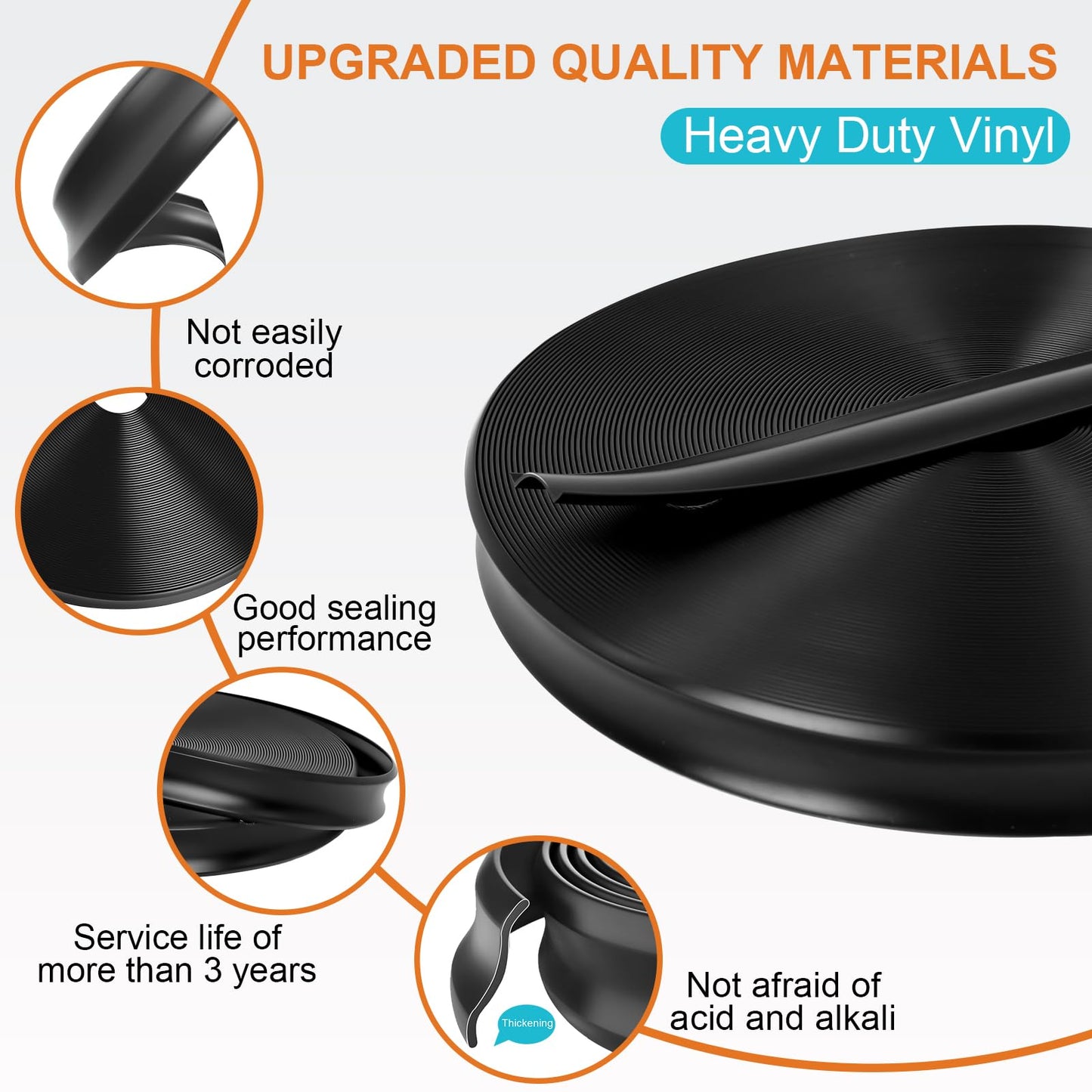 1" RV Vinyl Trim Insert 50 FT with 8 Screws, RV Corner Trim Molding Exterior,Screw Cover for RV Camper Travel Trailer,Black