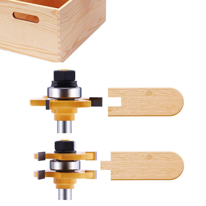 Tongue and Groove Router Bit Set (2 PCS) with 1/4 Inch Shank T Shape, Wood Milling Saw Cutter by LU&MN (Woodworking Tools for Home Improvement and DIY)