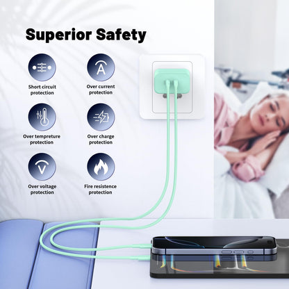 QZIIW i Phone 16 15 Charger Fast Charging, 45W Dual Port USB C Fast Charger Block & Extra Long 60W 3FT+ 6 FT USB C Cable - PD Quick Adapter 3.0 for i Phone 16 15 Pro Max/16 15Pro/16 15 Plus.Samsung