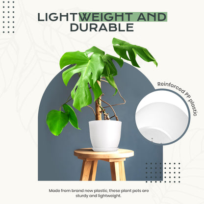Utopia Home Pack of 10 - Plastic Plant Pots - Planters for Indoor Plants Saucer Tray - Nursery Pots Indoor with Drainage Holes,Succulent Pot (White)