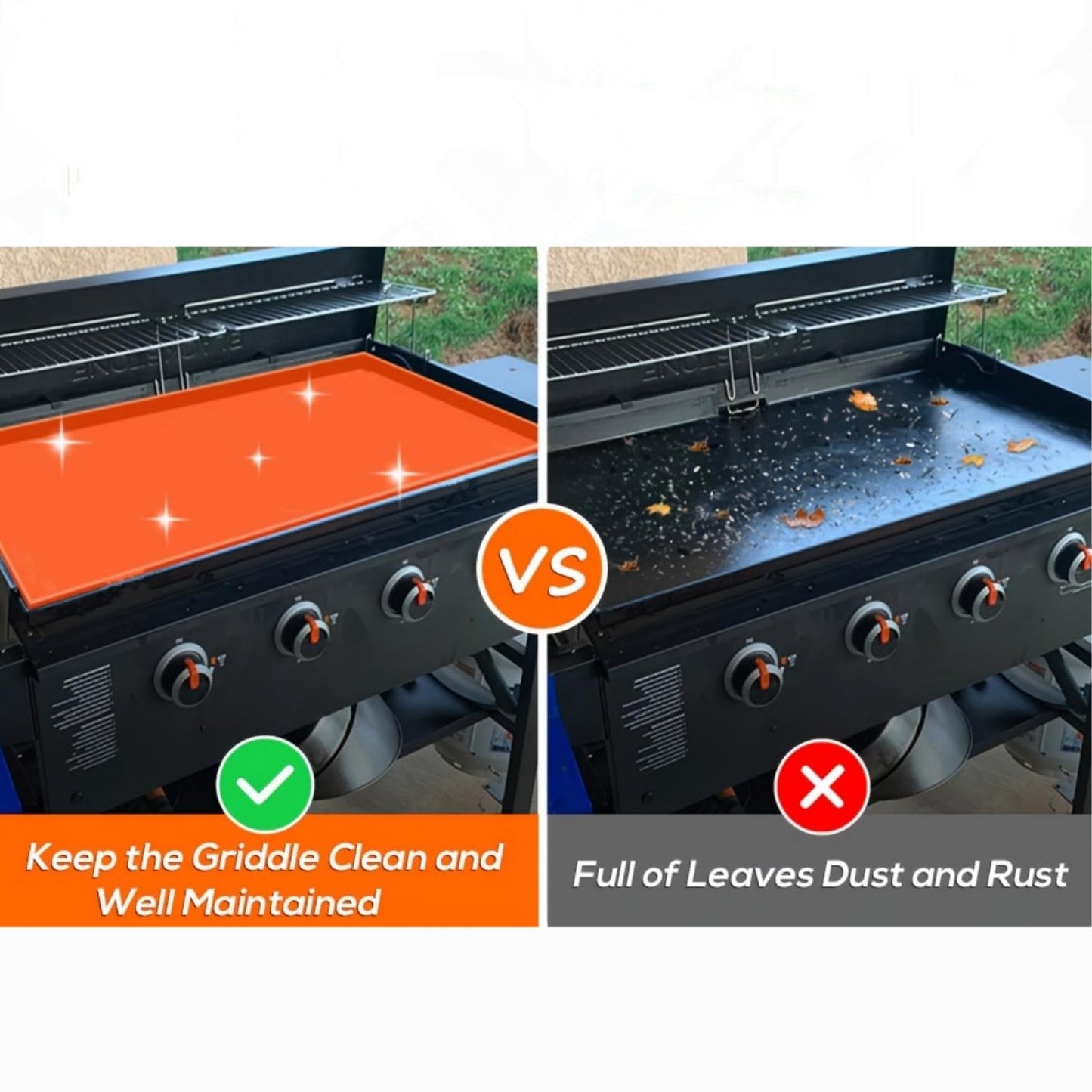 Silicone Griddle Mat for 36" Blackstone Gas Grill, Heavy Duty & Reusable Buddy Pad for Outdoor Barbecue, BBQ Tools Accessories Protective Cover (Orange, 36 Inches)