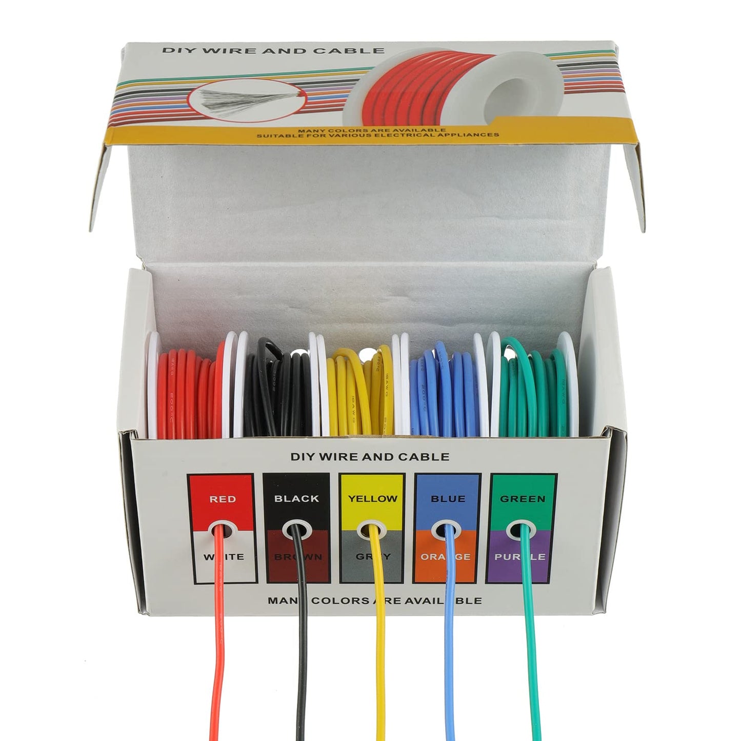 BOJACK 18 AWG Flexible Silicone Wire Electric Wire Hook up Wire Kit 300V Cables with Plus 20 φ3mm Heat Shrink Tubings and a Mini Wire Stripper(5 Colors 16.4Ft Each Color, 18AWG