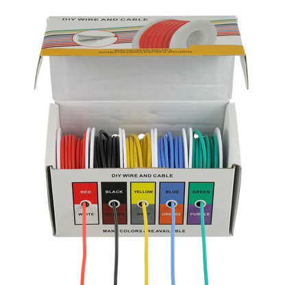 BOJACK 18 AWG Flexible Silicone Wire Electric Wire Hook up Wire Kit 300V Cables with Plus 20 φ3mm Heat Shrink Tubings and a Mini Wire Stripper(5 Colors 16.4Ft Each Color, 18AWG