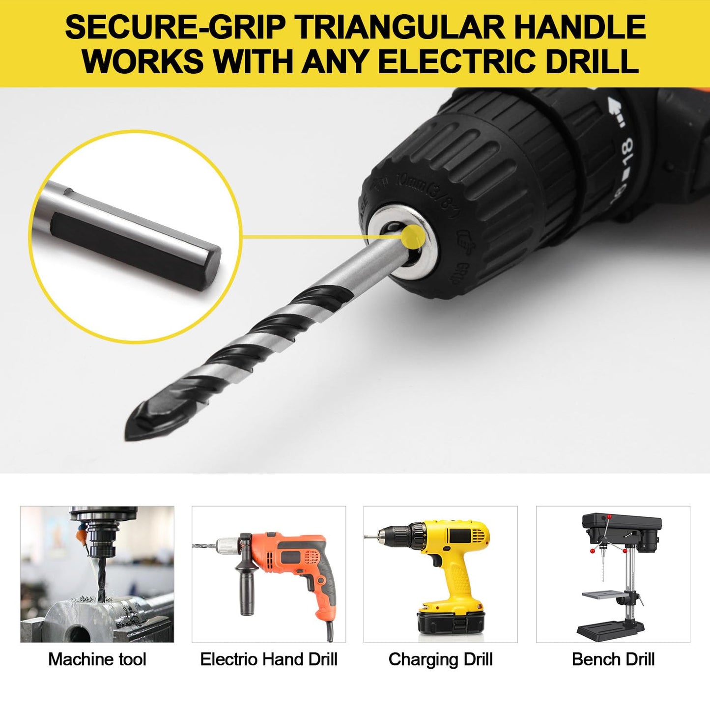 12-PCS Masonry Drill Bit Set & Concrete Drill Bit Set, 1/8 to 1/2 inch Professional Carbide Drill Bits Tip for Glass, Tile, Brick, Cement Concrete Plastic Wood etc. Masonry Drill Bits Set by DYRECELVE