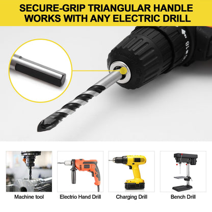 12-PCS Masonry Drill Bit Set & Concrete Drill Bit Set, 1/8 to 1/2 inch Professional Carbide Drill Bits Tip for Glass, Tile, Brick, Cement Concrete Plastic Wood etc. Masonry Drill Bits Set by DYRECELVE