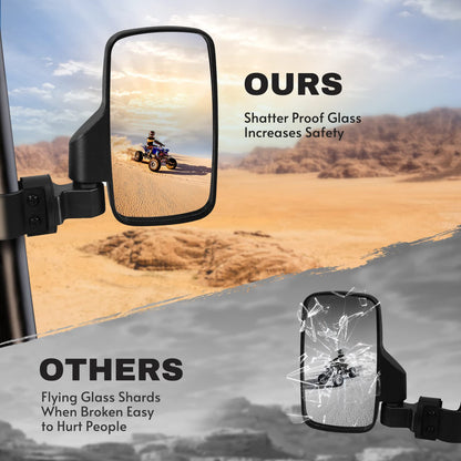 UTV Side Mirrors with 1.65" to 2" Roll Cage Bar, 360° Rotate Adjustable Rearview Mirror, Side by Side Mirrors for Polaris RZR Ranger Kawasaki Yamaha Pioneer 2020 (2 Pack)