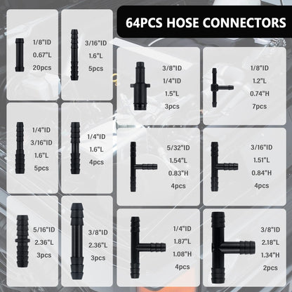 5Ft Automotive Vacuum Hose Kit,6PCS Silicone Tube Automotive with 64PCS Vacuum Line Connectors Car Accessories,Max 130PSI Silicone Hose for Car Replacement Vacuum Hose (70PCS)