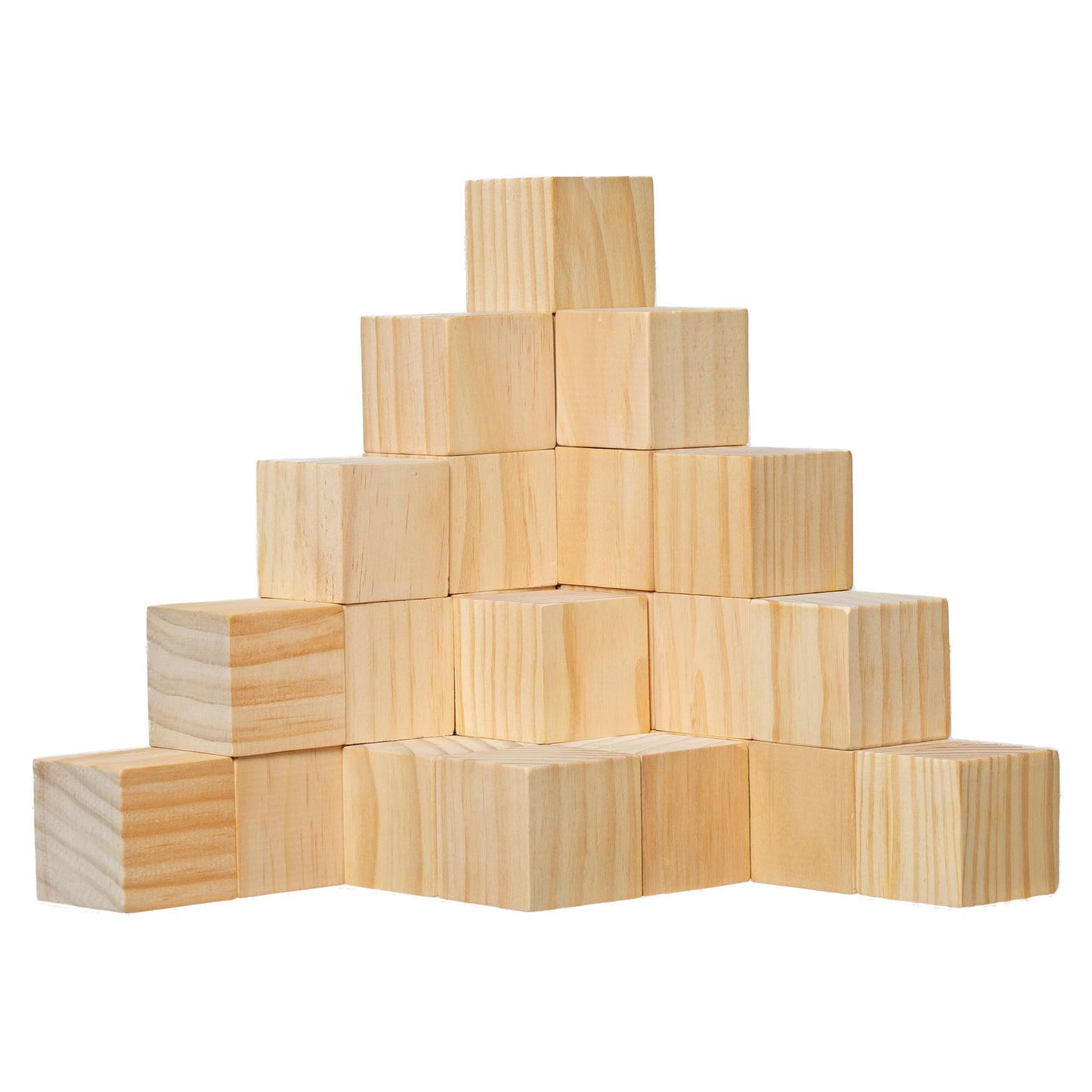 30 Pack Unfinished Wood Blocks 2 Inch - Solid Pine Wooden Cubes for Crafts, Sanded Smooth Natural Wood Squares for Carving, Painting, Engraving & Rustic Home Decor