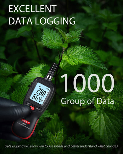 Wintact Digital Psychrometer Thermometer Hygrometer with Backlight Thermo hygro Meter, Dew Point and Wet Bulb Temperature with Max min Value, Data Hold, Battery Included