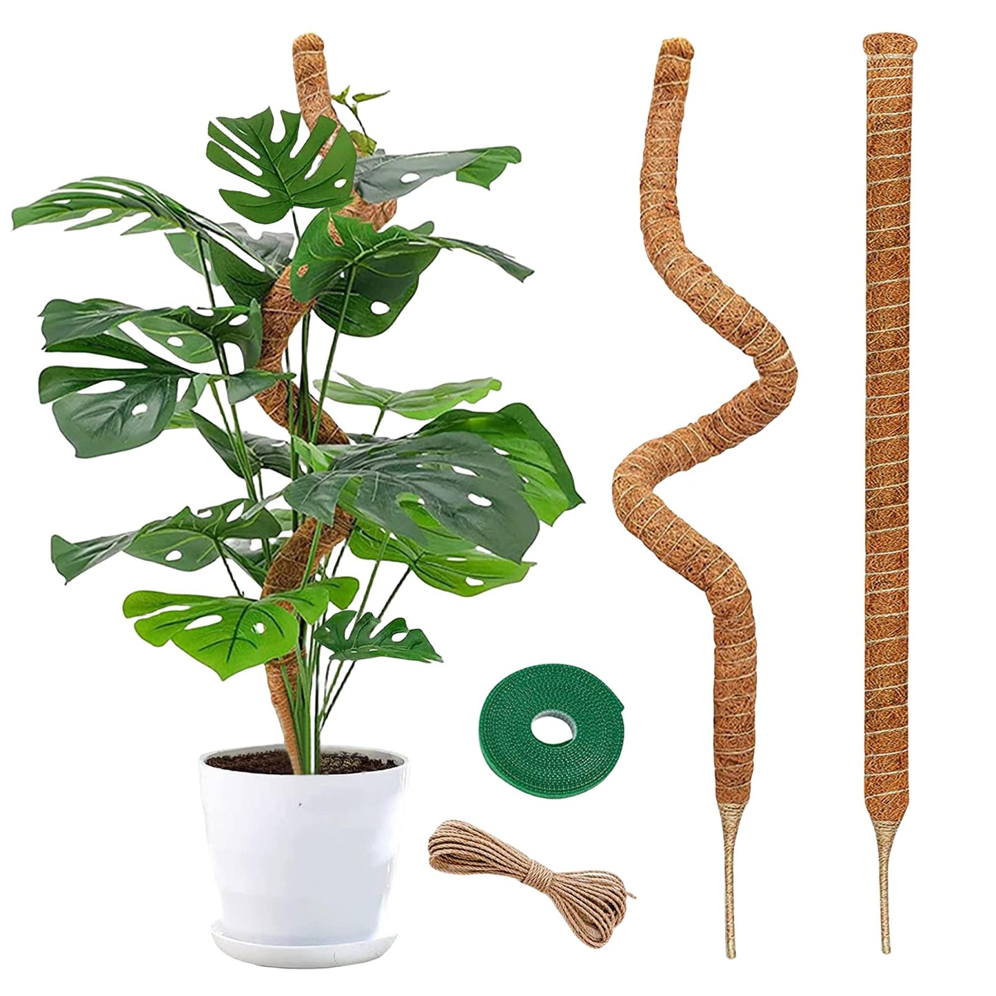 SYCARON Moss Pole, 2 PCS 47.2 Inches Moss Pole Plant Support Monstera, Coco Coir Plant Support Stakes for Small/Medium Potted Climbing Plants, Indoor Plants to Grow Upwards