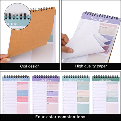 Daily Planner Notepad, 4 Pack To Do List Notepad, 52 Pages, Undated Planner and Organizer, A5, Daily Tasks Planner, Office Schedule Agenda
