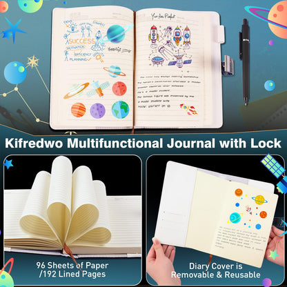 Diary with Lock for Boys Ages 8-12, A5 Journal with Lock 192 Pages-Adventure Travel Kids Journals for Teen Boys, Secret Diary with Pen, Notebook for 10 11 12 13 14 15 Teenage Kids Men