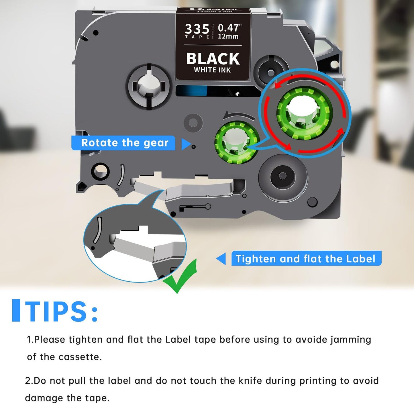 Unismar Compatible Label Tape Replacement for Brother TZe-325 TZe325 TZ325 for PT-D200 PT-D210 PT-D600 PT-D400 PT-H100 PT-H110 PT-1280 Label Maker, 3/8 inch x 26.2 feet, White on Black, 5-Pack