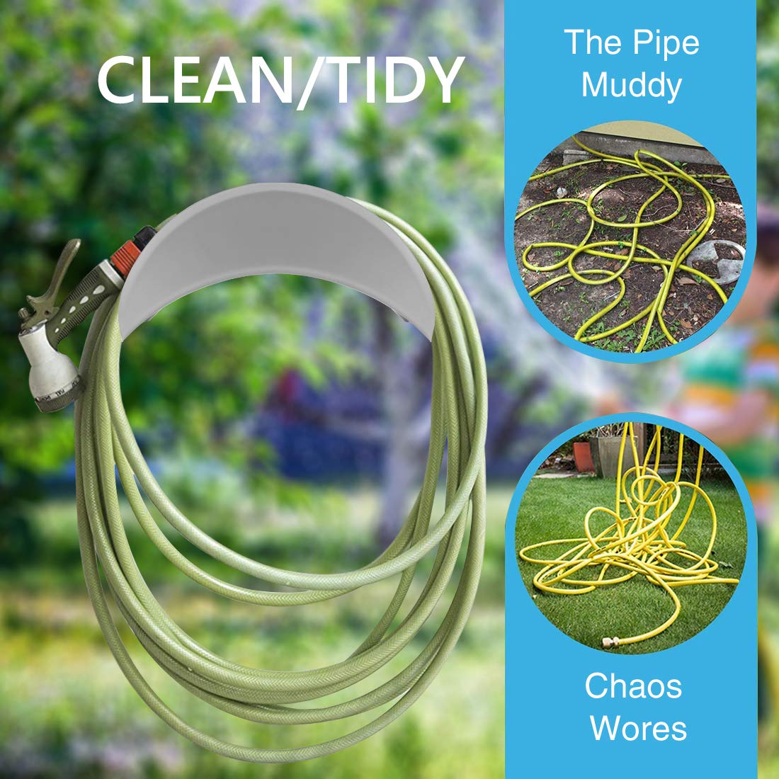 Water Hose Holder, Hose Holders Organizer for Outside Can Accommodate Large Hoses, Wall Mount Garden Hose Holder Hanger for Storage Waterhose (1 Pack)