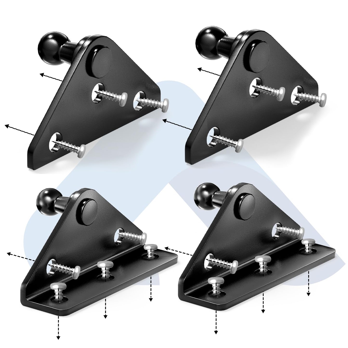 ARANA 10MM Gas Strut Mounting Brackets, Ball Stud Mount Bracket for Universal Lift Supports Shocks Spring Kits Hardware 4PCS with 16 Screws (Only Fits 10mm Ball Head)