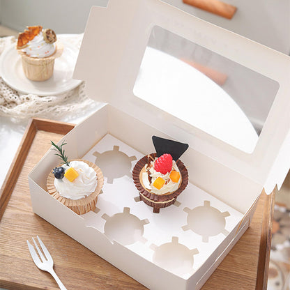 20 PCS White Paper Cupcake Boxes with 6 Cavity Cookie Gift Boxes with Clear Window 6 Treat Holder Cupcake Containers Bakery Cake Box for Birthday Party Bakery Supplies