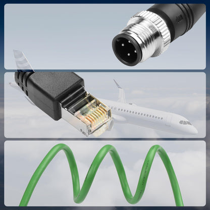 CERRXIAN M12 to RJ45 Ethernet Cable, M12 4 Pin D Code Male to RJ45 Male Cat5e Industrial Ethernet Shielded Cable SFTP 4PR 26AWG 3.2Ft