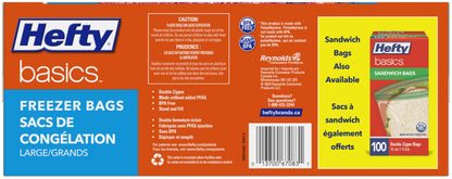 Hefty Basics Freezer Bags/Food Bags Large 80-count