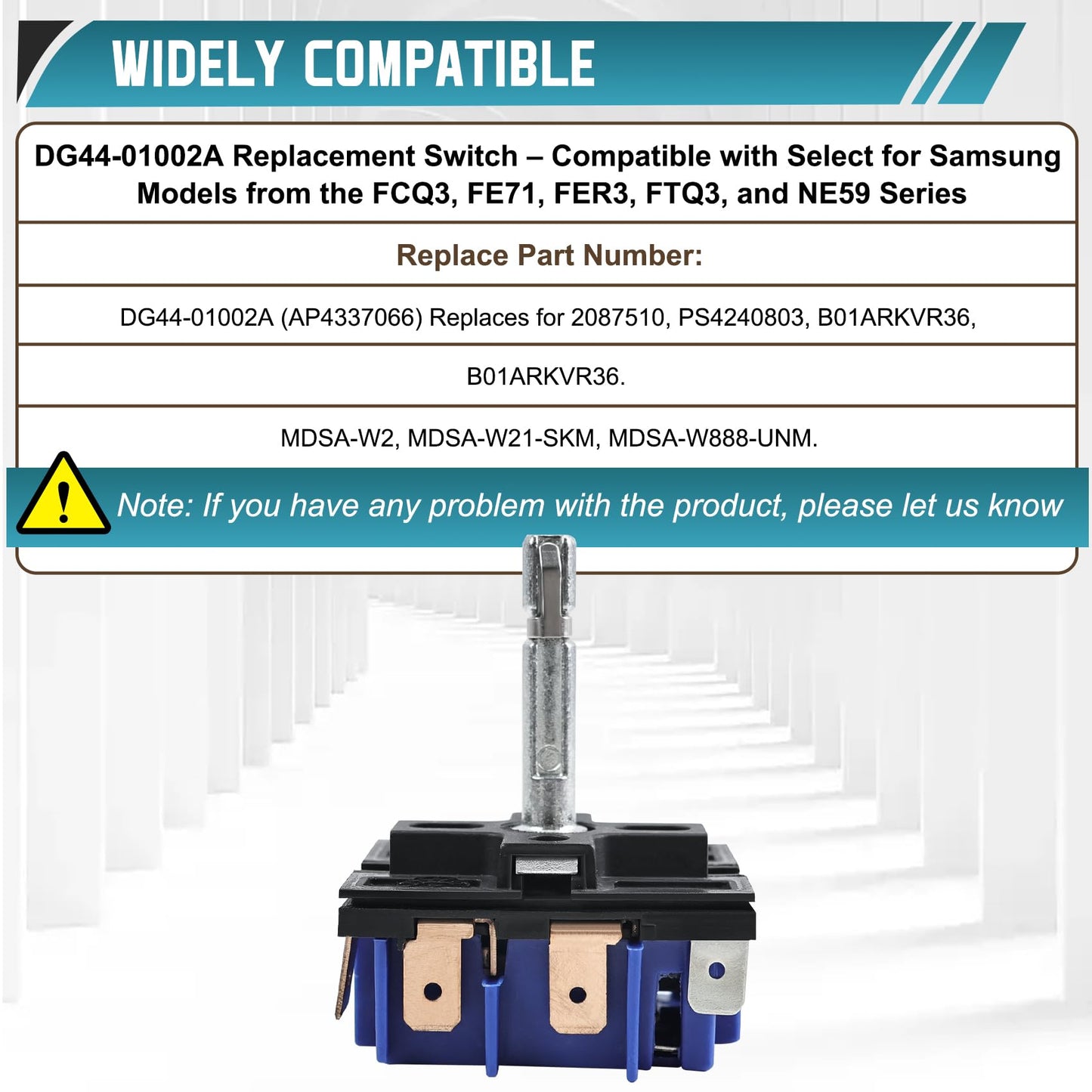 DG44-01002A Dual Infinite Switch/Range Dual Burner Infinite Switch Engergy Replace for 2087510, MDSA-W21-SKM, MDSA-W888-UNM Energy Regulator Compatible with Samsung