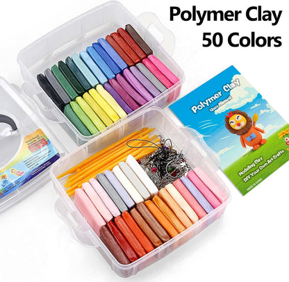 CiaraQ Polymer Clay-Oven Baked Modeling Clay with Sculpting Tools, 50 Colors, 2.8 lbs