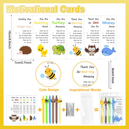 UgyDuky Employee Appreciation Gifts Bulk, 30 Pack Inspirational Animal Ballpoint Pens with Thank You Cards, Funny Wordplay Pens Gift for Coworkers Teachers