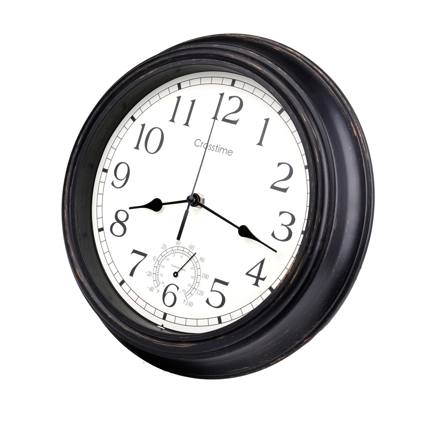 12 Inch Outdoor Clock Waterproof with Thermometer Combo, Retro Indoor Outdoor Wall Clocks for Patio Pool Garden Bahtroom Home Decor, Bronze