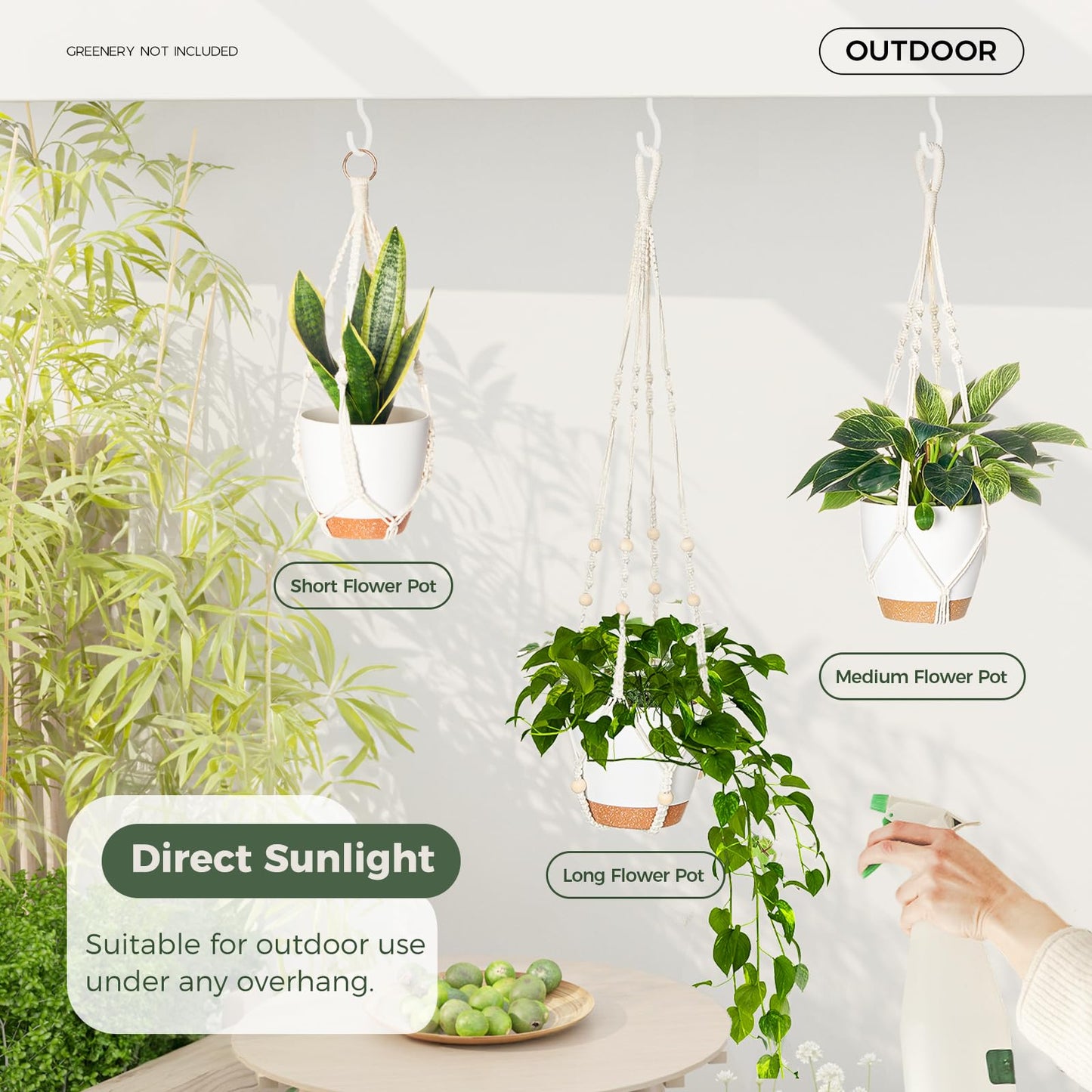 Bamworld Macrame Plant Hangers 3 Pack, Hanging Planters Indoor Outdoor Plants 3 Set Self Watering Flower Pots Holder for Home Garden Balcony Ceiling Decorations