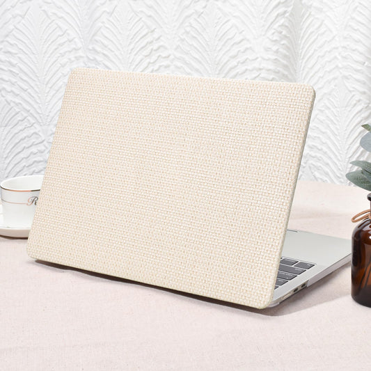 Seorsok Compatible with MacBook Air 15 inch Case 2025 2024 2023 Release M4 A3241 M3 A3114 M2 A2941 Touch ID,Leather Plastic Hard Shell Case Transparent Keyboard Cover,Beige Woven Fabric