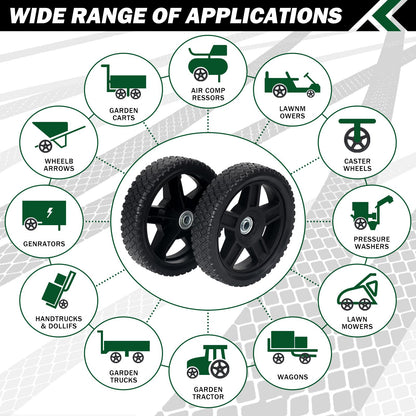 CheeMuii 8 Inch Lawn Mower Wheels 2 Pack 8" Push Lawn Mower Wheels with Bolts and Lock Nuts Kit Fit for Most Standard push Lawn Mowers/Generator/Garden Tiller/Handtruck