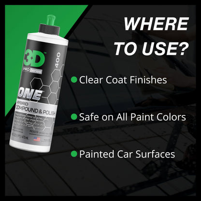 3D One - Professional Cutting, Polishing, and Finishing Compound (8 oz.) for Paint Correction, Auto Detailing and Buffing