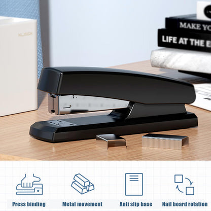 4-Piece Desktop Stapler with 1000 staplers, Black, Non Slip Base, ergonomically Designed, Suitable for Offices and classrooms