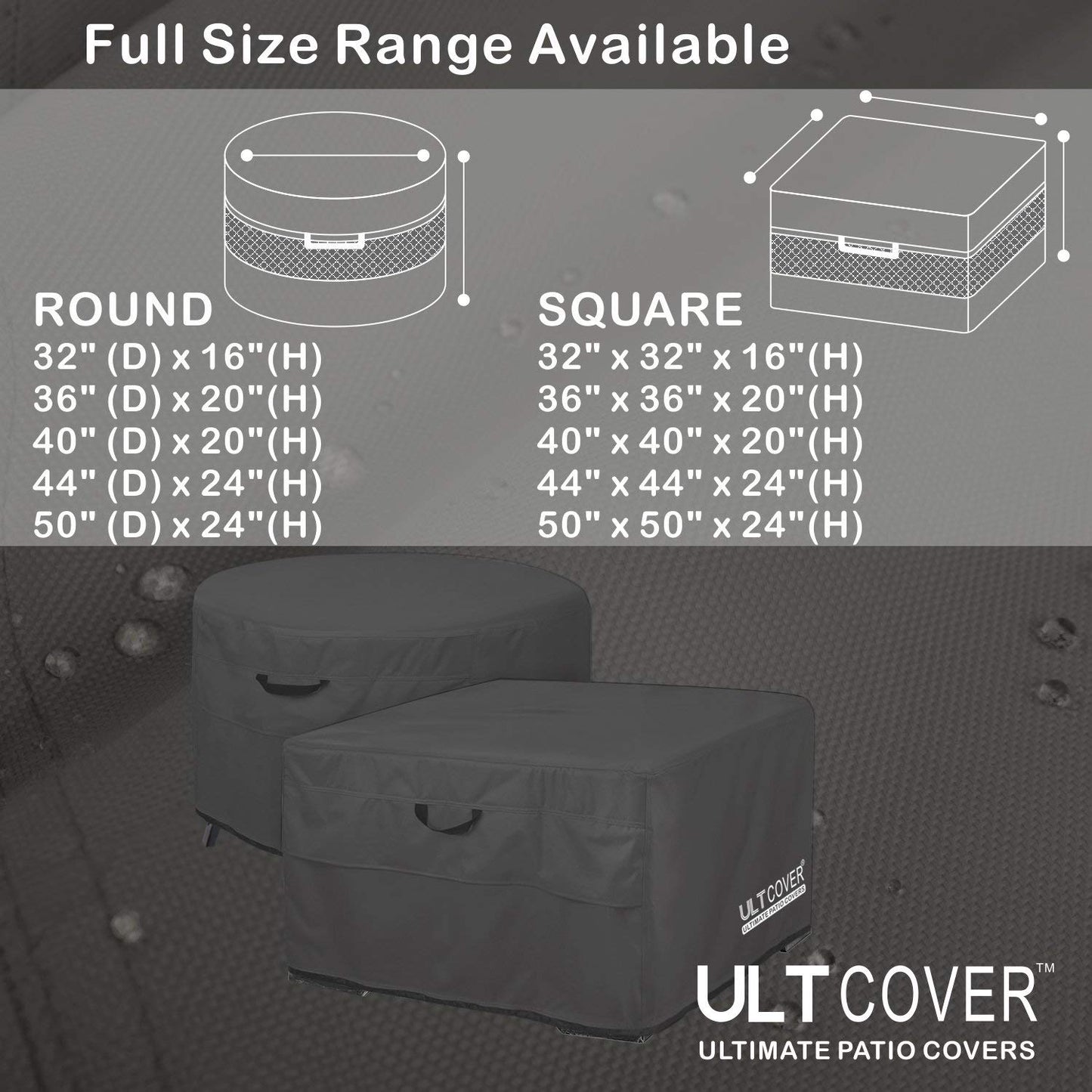 ULTCOVER Patio Fire Pit Table Cover Round 32 inch Outdoor Waterproof Fire Bowl Cover, Black