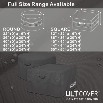 ULTCOVER Patio Fire Pit Table Cover Round 32 inch Outdoor Waterproof Fire Bowl Cover, Black