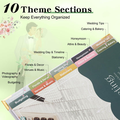VinTS Wedding Planner 9 X 11 Countdown Wedding Planning Book and Organizer with Hardcover Design,Engagement Wedding gifts for Newly Engaged Couples, Future Brides Grooms (White)
