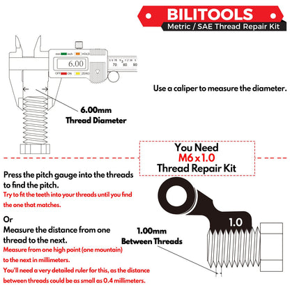 BILITOOLS M12x1.25 Thread Repair Kit, HSS Drill Helicoil Repair Kit Metric