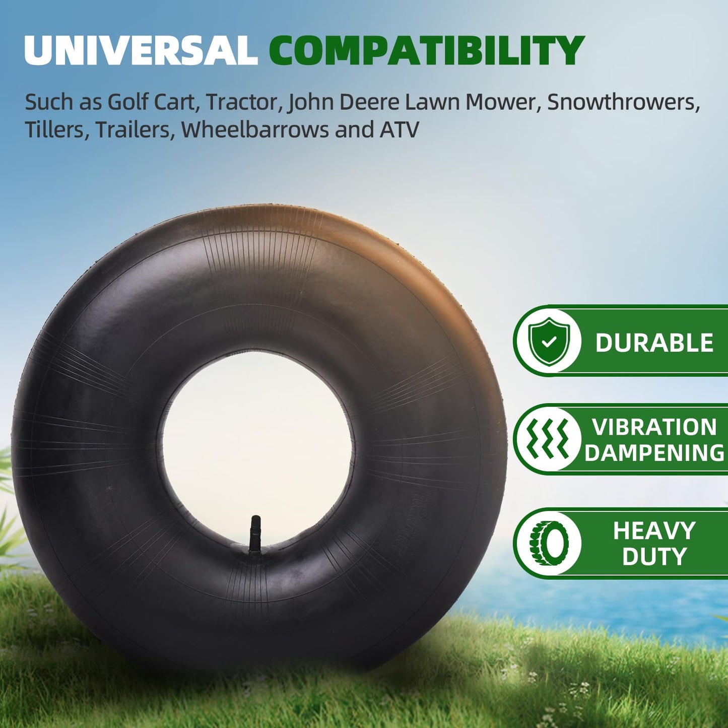 18x8.50/9.50-8 Replacement Inner Tube with TR-13 Valve Stem (2-Pack) - for Golf Cart/Tractor/Lawn Mower and More