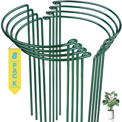 8 Pack Snake Plant Support Stakes Sets - Half Round Peony Cage and Support, Hydrangea Support Ring for Indoor and Outdoor Potted Plants, Such as Peonies, Tomatoes, Roses, Flowers