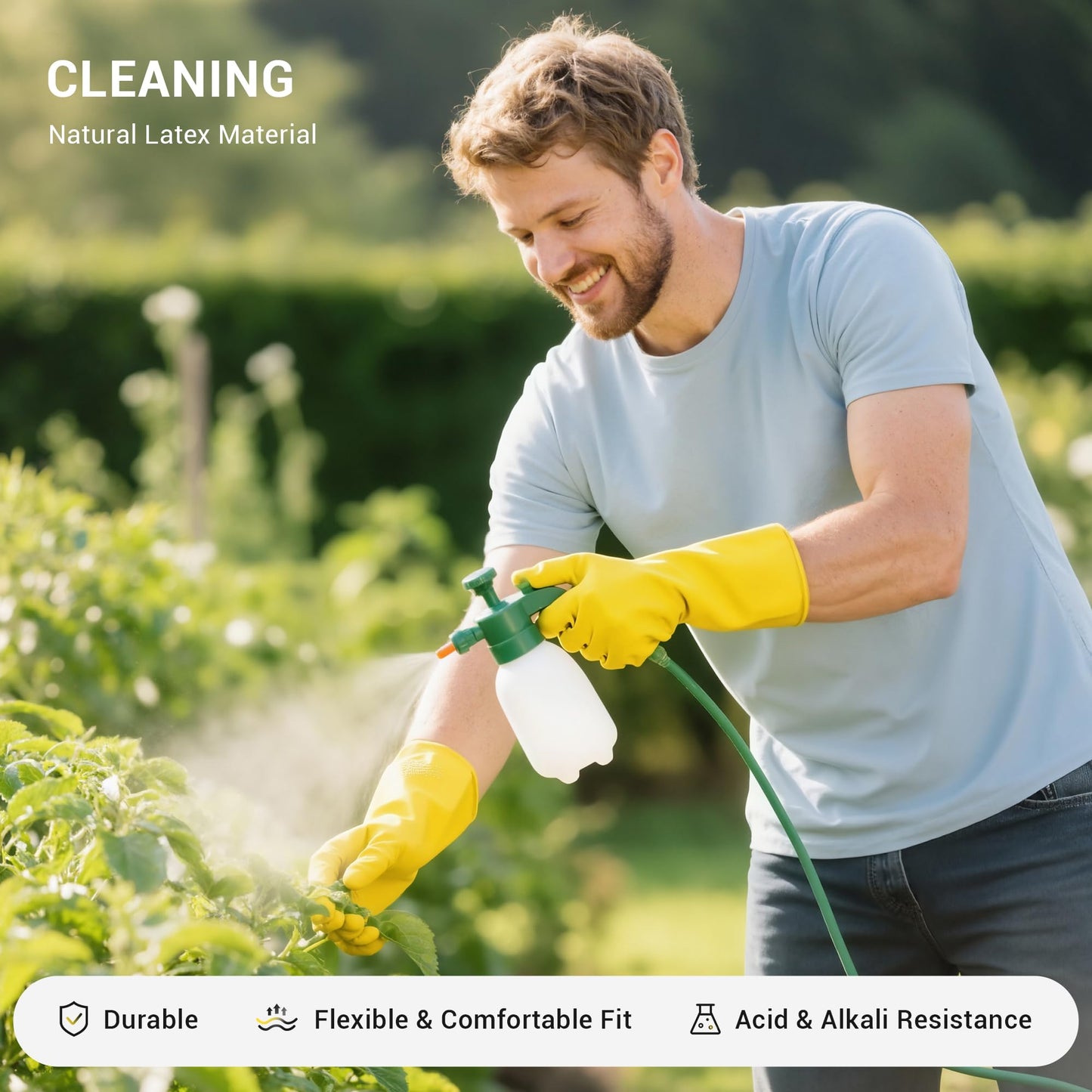 ThxToms 10 Pairs Rubber Cleaning Gloves, Reusable Household Dishwashing Gloves for Women Men, Kitchen and Bathroom Cleaning, Gardening, Pet Care, Extra Thickness, 20 Mil, 13", Heavy Duty, Non-Slip, L