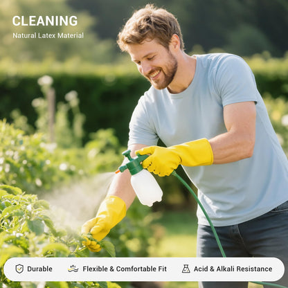 ThxToms 10 Pairs Rubber Cleaning Gloves, Reusable Household Dishwashing Gloves for Women Men, Kitchen and Bathroom Cleaning, Gardening, Pet Care, Extra Thickness, 20 Mil, 13", Heavy Duty, Non-Slip, L