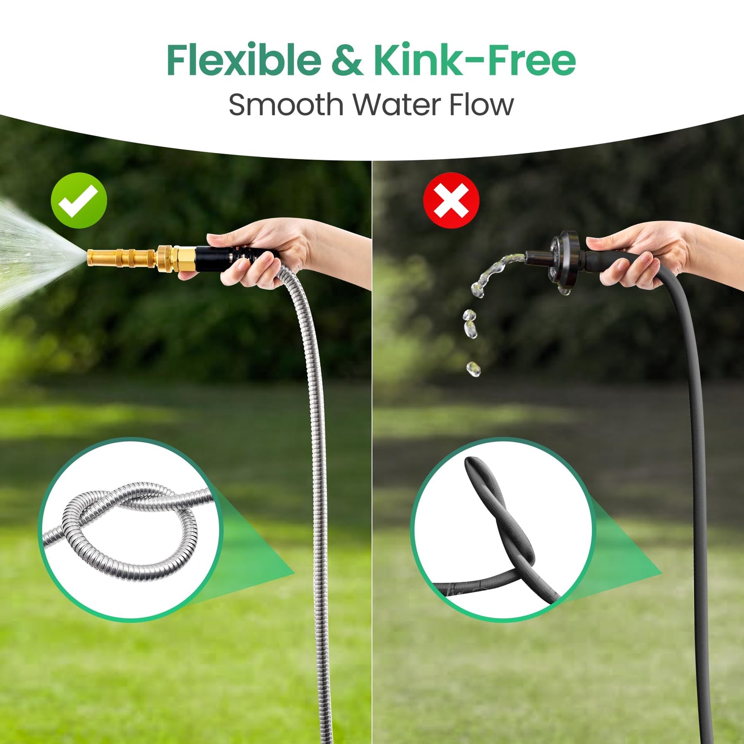 Cesun Metal Garden 5FT, Short Connector, Water Lead-in Hose Extension, Extremely Flexible, for Hose Reel/RV/Dehumidifier, Lightweight/Durable/Drinking Water Safe, Female to Male