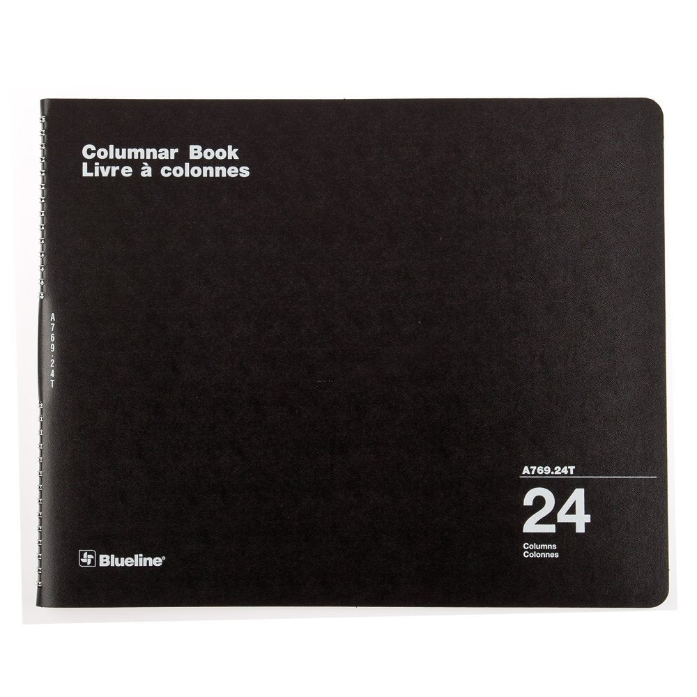 Blueline Columnar Book, Twin-Wire Binding, 24 Columns with Description, 80 Pages, 12-Inch x 14-15/16-Inch, Black (A769.24T)