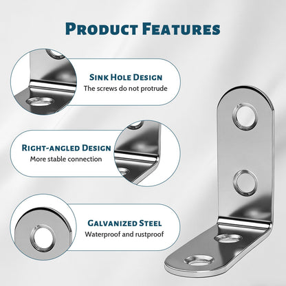 30 Pcs Heavy Duty Stainless Steel L Brackets, 1.57"x1.57" White Corner Braces, 90 Degree Right Angle Metal Brackets with Screws for Wood Furniture, Cabinets, Chairs, Tables, Shelves, DIY Projects