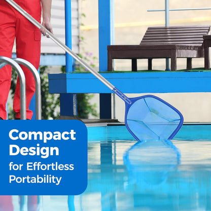7.22ft Pool Skimmer Net with 5-Section Detachable Intensify Aluminum Handle Ploe Fine Mesh Rake Swimming Pool Leaves Cleaning Net for Swimming Pool Pond Hot Tub Fountain Aquarium Spa Tank